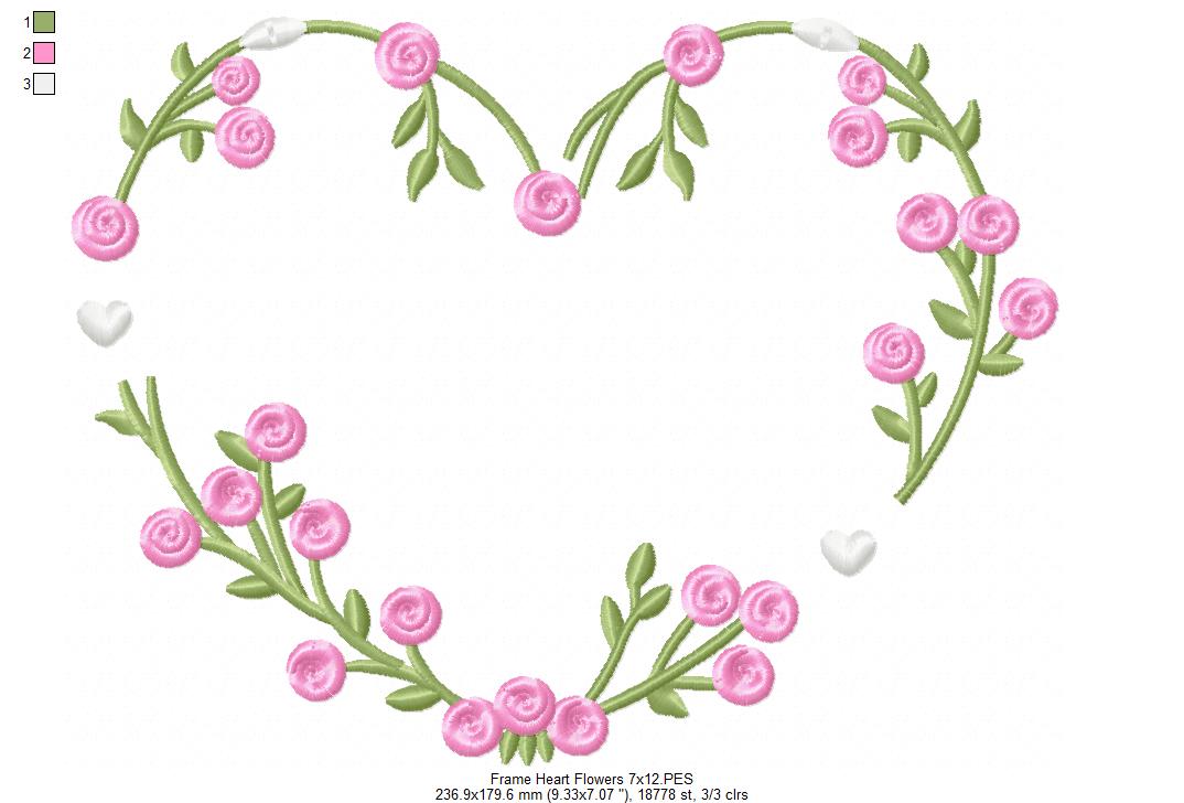 Floral Heart Frame - Fill Stitch