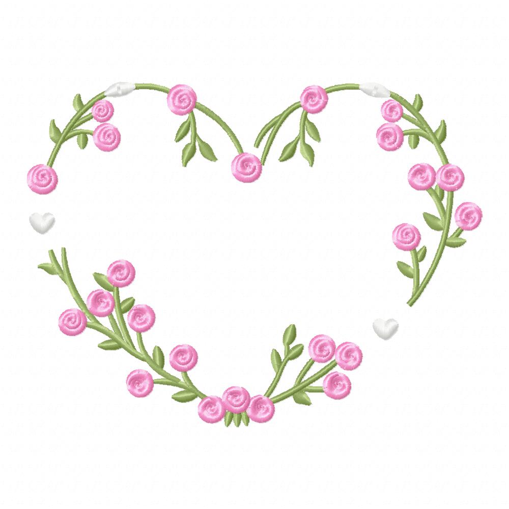 Floral Heart Frame - Fill Stitch