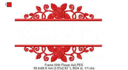 Floral Frame - Fill Stitch - Machine Embroidery Design