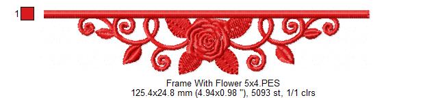 Flower Border for Names - Fill Stitch - Machine Embroidery Design