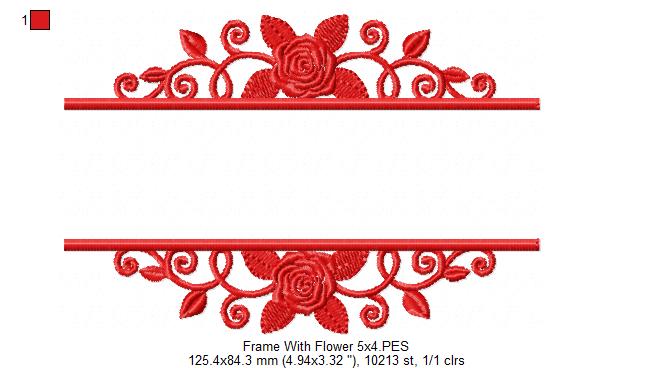 Floral Frame - Fill Stitch - Machine Embroidery Design