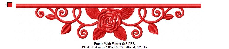 Flower Border for Names - Fill Stitch - Machine Embroidery Design