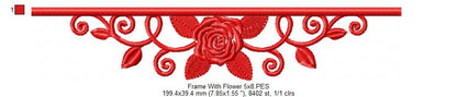 Flower Border for Names - Fill Stitch - Machine Embroidery Design