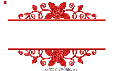 Floral Frame - Fill Stitch - Machine Embroidery Design