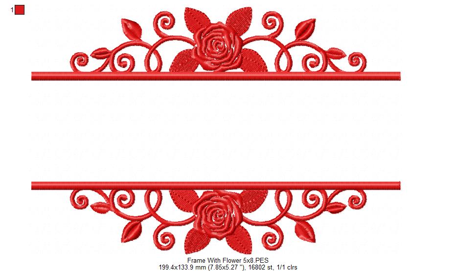 Floral Frame - Fill Stitch - Machine Embroidery Design