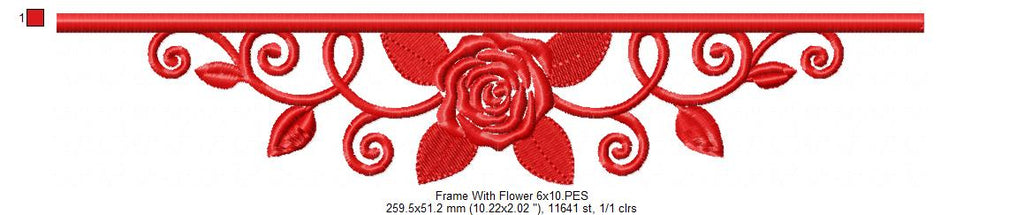 Flower Border for Names - Fill Stitch - Machine Embroidery Design
