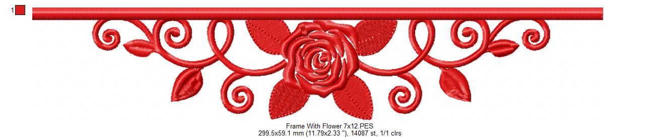Flower Border for Names - Fill Stitch - Machine Embroidery Design