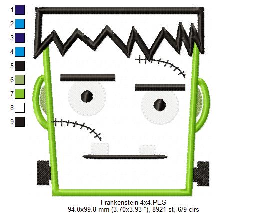 Frankenstein - Applique - Machine Embroidery Design