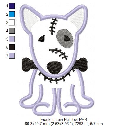 English Bull Terrier Frankenstein - Applique - Machine Embroidery Design