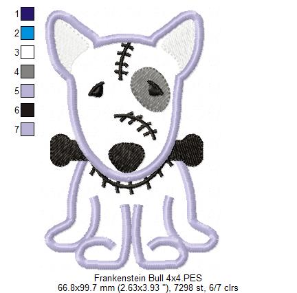 English Bull Terrier Frankenstein - Applique - Machine Embroidery Design