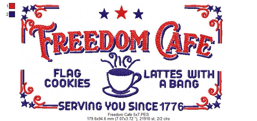 Vintage Farmhouse Freedom Cafe - Fill Stitch