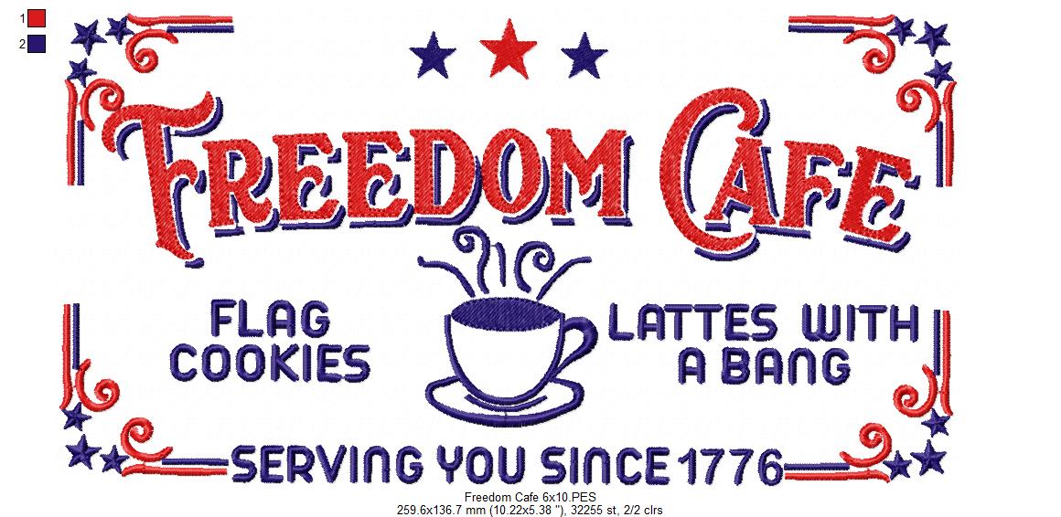 Vintage Farmhouse Freedom Cafe - Fill Stitch