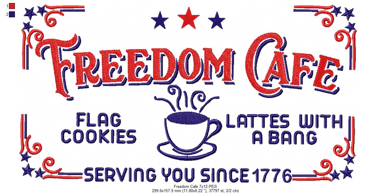 Vintage Farmhouse Freedom Cafe - Fill Stitch