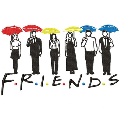 Friends Umbrella Silhouette - Fill Stitch - Machine Embroidery Design