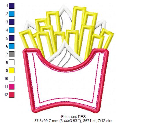 French Fries - Applique - Machine Embroidery Design