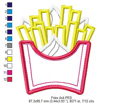 French Fries - Applique - Machine Embroidery Design