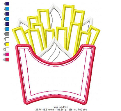 French Fries - Applique - Machine Embroidery Design