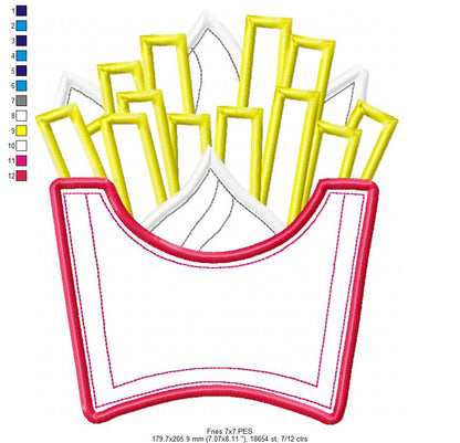 French Fries - Applique - Machine Embroidery Design