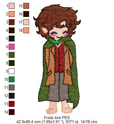 Frodo Baggins The Lord of the Rings - Fill Stitch - Machine Embroidery Design