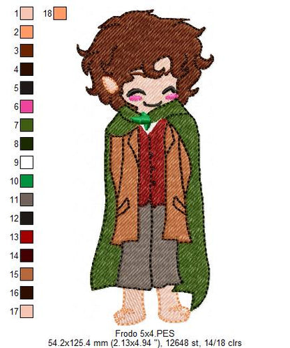 Frodo Baggins The Lord of the Rings - Fill Stitch - Machine Embroidery Design