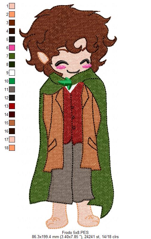 Frodo Baggins The Lord of the Rings - Fill Stitch - Machine Embroidery Design