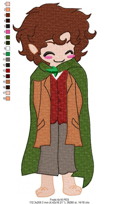 Frodo Baggins The Lord of the Rings - Fill Stitch - Machine Embroidery Design