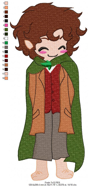 Frodo Baggins The Lord of the Rings - Fill Stitch - Machine Embroidery Design