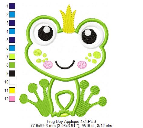 Prince and Princess Frog - Applique Embroidery - Set of 2 designs