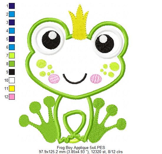 Prince and Princess Frog - Applique Embroidery - Set of 2 designs