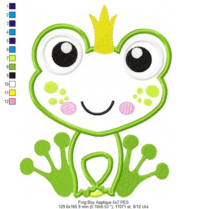 Prince and Princess Frog - Applique Embroidery - Set of 2 designs