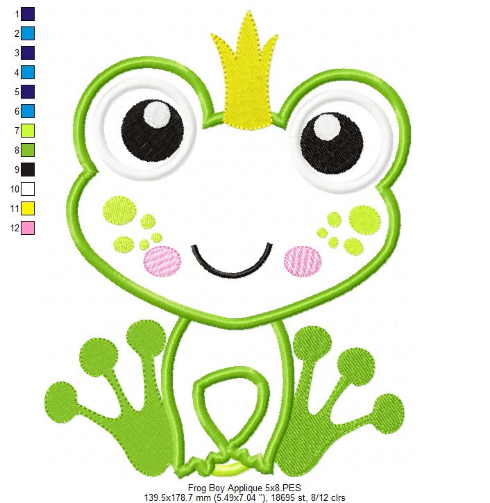 Prince and Princess Frog - Applique Embroidery - Set of 2 designs