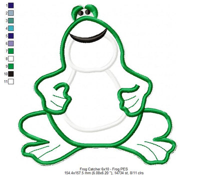 Dragonfly Frog Catcher Ornament - ITH Project - Machine Embroidery Design