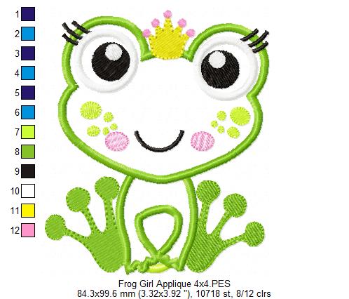 Prince and Princess Frog - Applique Embroidery - Set of 2 designs
