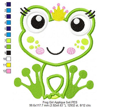 Prince and Princess Frog - Applique Embroidery - Set of 2 designs