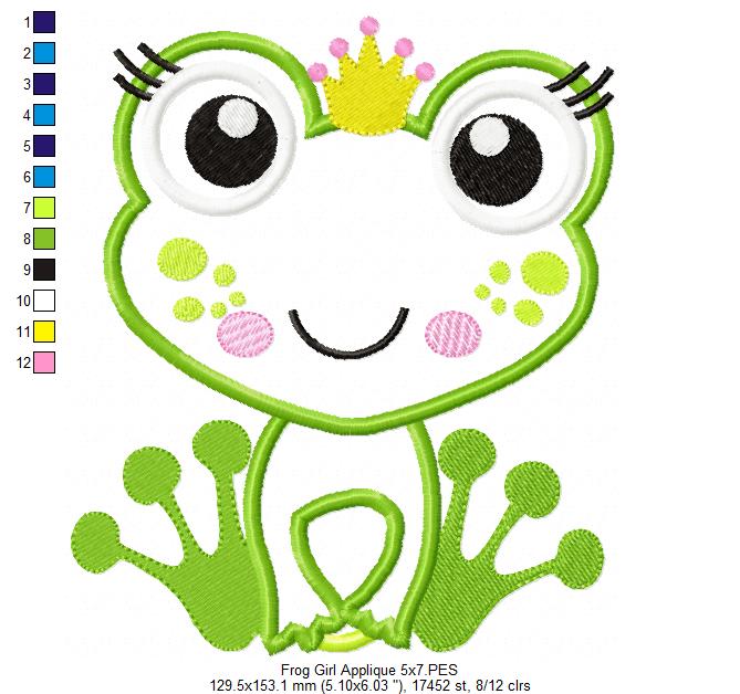 Prince and Princess Frog - Applique Embroidery - Set of 2 designs