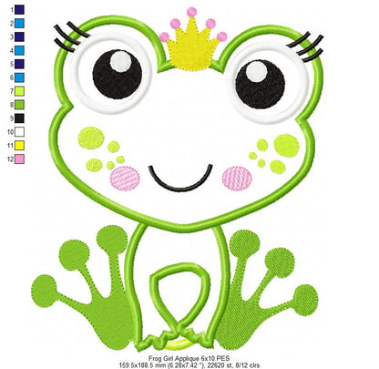 Prince and Princess Frog - Applique Embroidery - Set of 2 designs