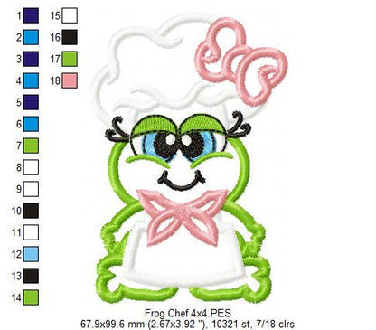 🍲 Cutie Frog Chef at Work 🐸 – Applique – Machine Embroidery Design