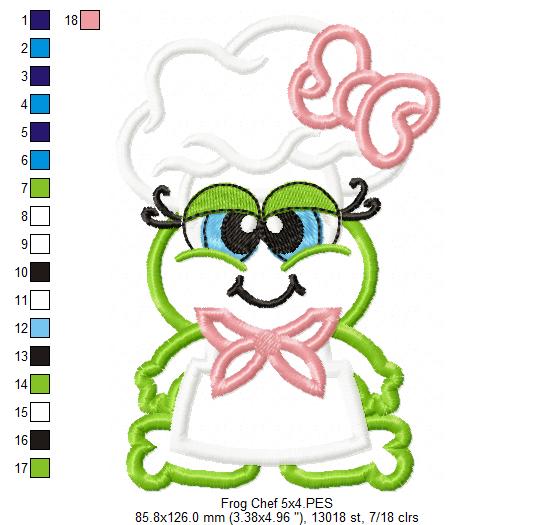 🍲 Cutie Frog Chef at Work 🐸 – Applique – Machine Embroidery Design