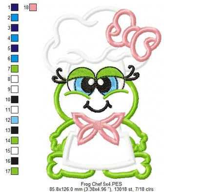 🍲 Cutie Frog Chef at Work 🐸 – Applique – Machine Embroidery Design
