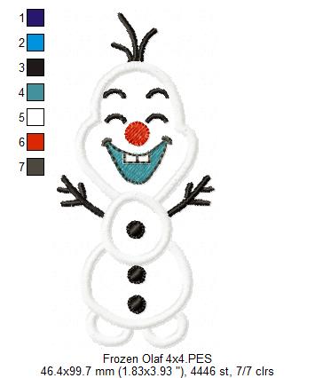 Frozen Olaf Cute - Applique - Machine Embroidery Design