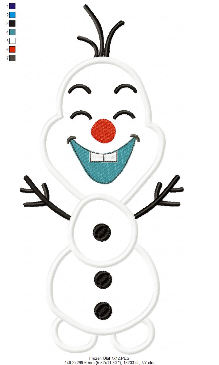 Frozen Olaf Cute - Applique - Machine Embroidery Design