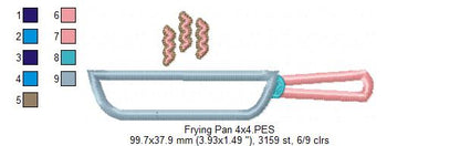 Sizzling Frying Pan - Appliqué - Machine Embroidery Design