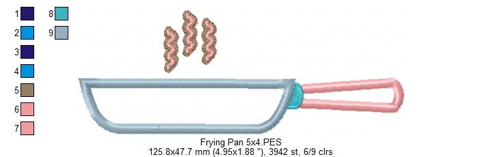 Sizzling Frying Pan - Appliqué - Machine Embroidery Design