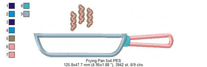 Sizzling Frying Pan - Appliqué - Machine Embroidery Design