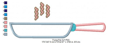 Sizzling Frying Pan - Appliqué - Machine Embroidery Design