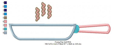 Sizzling Frying Pan - Appliqué - Machine Embroidery Design