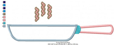 Sizzling Frying Pan - Appliqué - Machine Embroidery Design