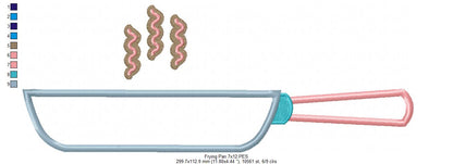 Sizzling Frying Pan - Appliqué - Machine Embroidery Design