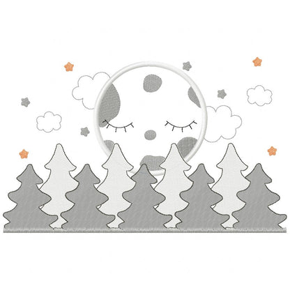 Full Moon and Pine Tree - Applique