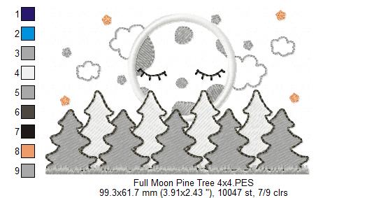 Full Moon and Pine Tree - Applique